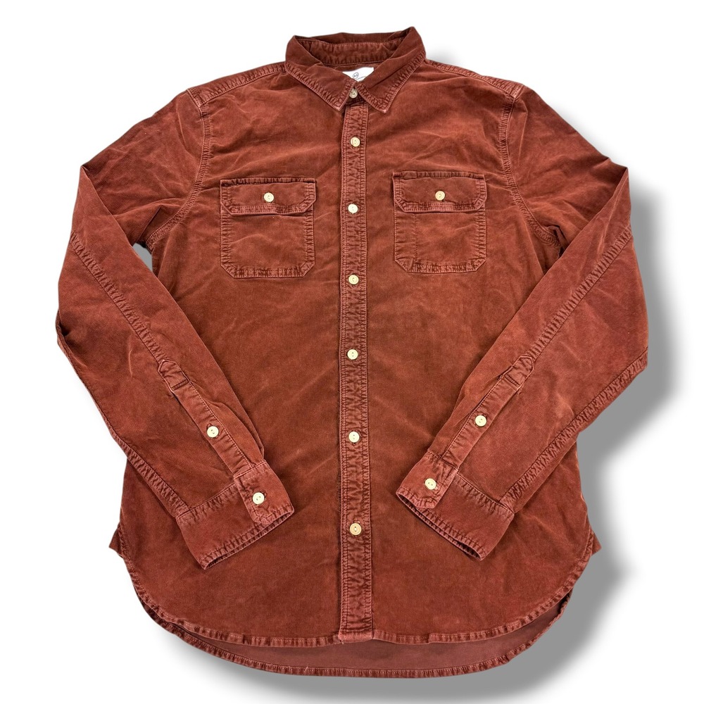 AG Adriano Goldschmied Mens Corduroy Button Down Shirt Rust Orange Size M - Picture 2 of 10